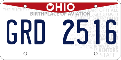 OH license plate GRD2516