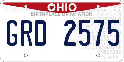 OH license plate GRD2575