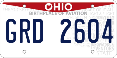 OH license plate GRD2604