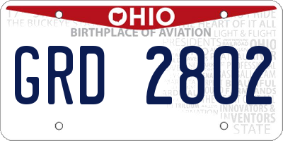 OH license plate GRD2802