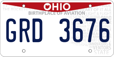 OH license plate GRD3676