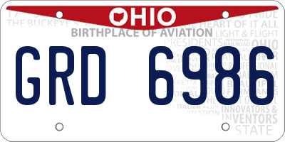 OH license plate GRD6986