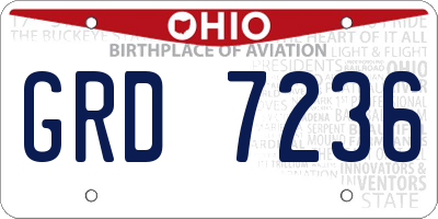 OH license plate GRD7236