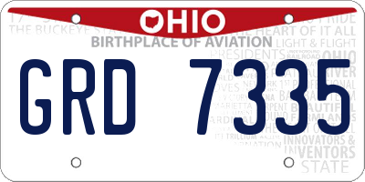 OH license plate GRD7335