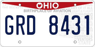 OH license plate GRD8431