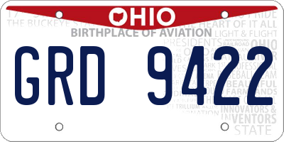 OH license plate GRD9422