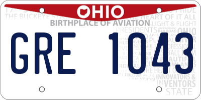 OH license plate GRE1043