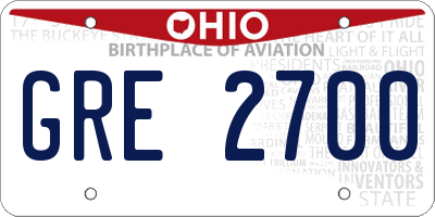 OH license plate GRE2700