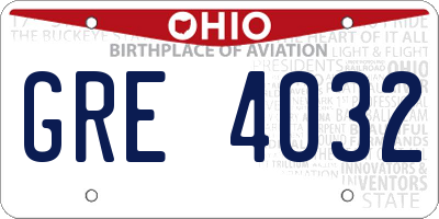 OH license plate GRE4032