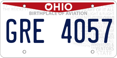 OH license plate GRE4057