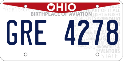 OH license plate GRE4278