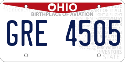 OH license plate GRE4505