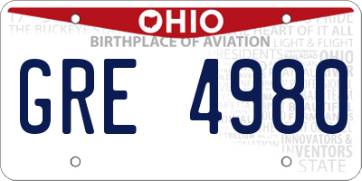 OH license plate GRE4980