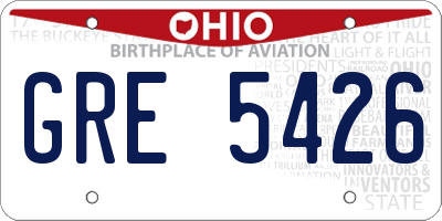 OH license plate GRE5426