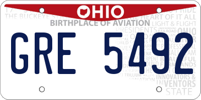 OH license plate GRE5492