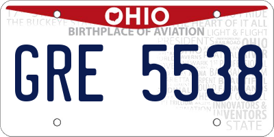 OH license plate GRE5538