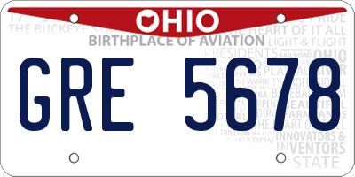 OH license plate GRE5678