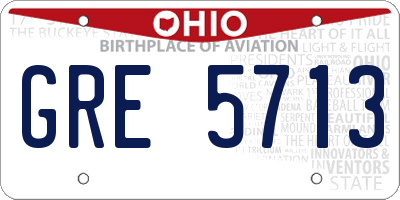 OH license plate GRE5713