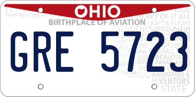 OH license plate GRE5723