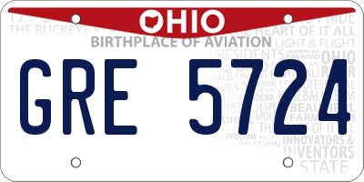 OH license plate GRE5724