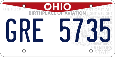 OH license plate GRE5735