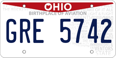 OH license plate GRE5742