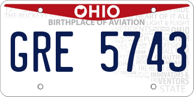 OH license plate GRE5743