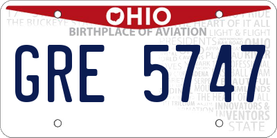 OH license plate GRE5747