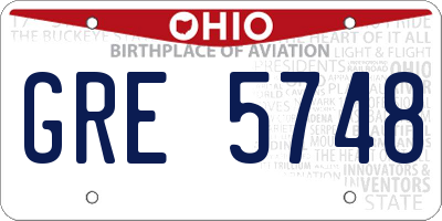 OH license plate GRE5748