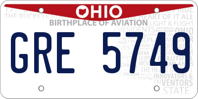 OH license plate GRE5749