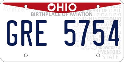 OH license plate GRE5754