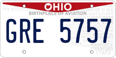 OH license plate GRE5757