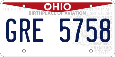 OH license plate GRE5758
