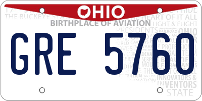 OH license plate GRE5760
