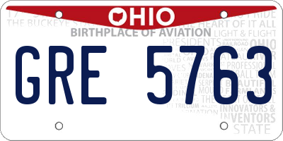 OH license plate GRE5763