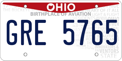 OH license plate GRE5765