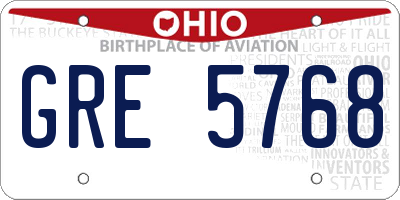 OH license plate GRE5768