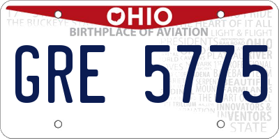 OH license plate GRE5775