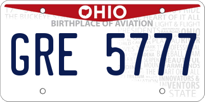 OH license plate GRE5777