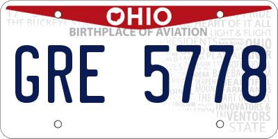 OH license plate GRE5778