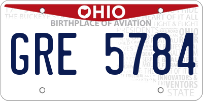 OH license plate GRE5784