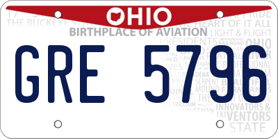 OH license plate GRE5796