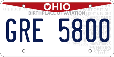 OH license plate GRE5800