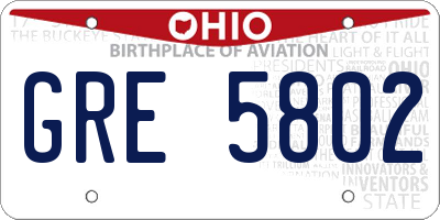 OH license plate GRE5802