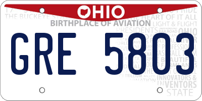 OH license plate GRE5803