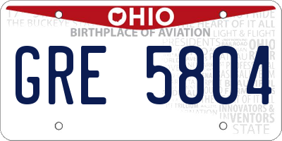 OH license plate GRE5804
