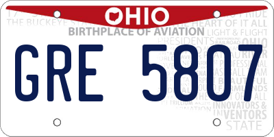OH license plate GRE5807