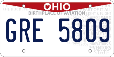 OH license plate GRE5809