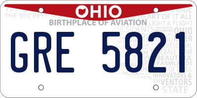 OH license plate GRE5821