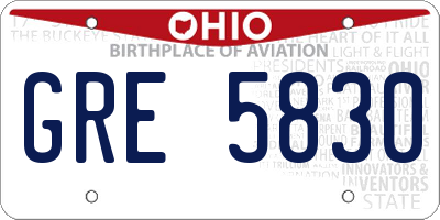 OH license plate GRE5830